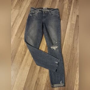 Paige Jeans Women 30 Blue Skyline Ankle Distressed Dark Wash